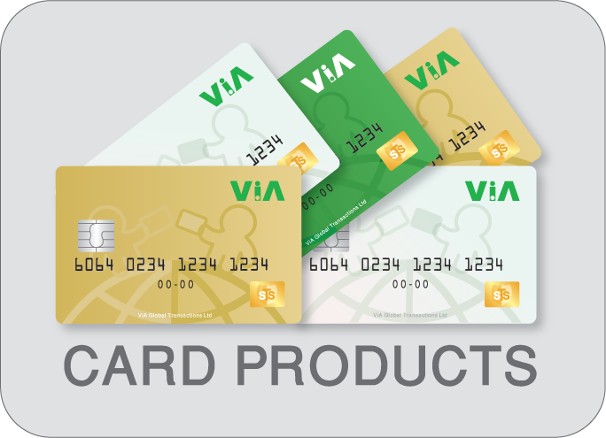 A illustrationof different ViA Card designs.