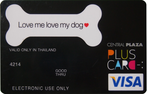 The Plaze  Plus Card, black card with big dog bone, issued by Payment Solution, Thailand which become ViA Card (Thailand).